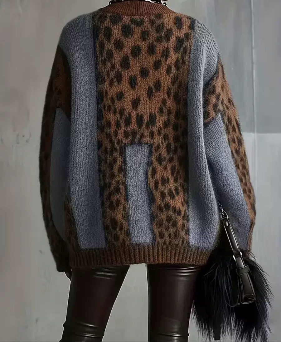 Rhodora | Leopard Colour-Block Turtleneck
