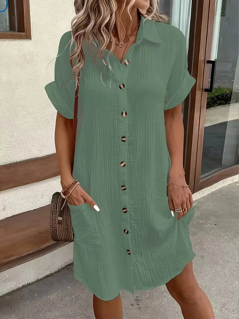 Shirt Dress with Short Sleeves