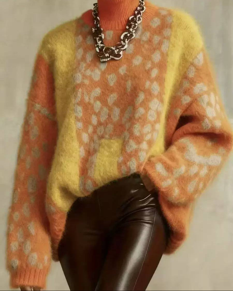 Rhodora | Leopard Colour-Block Turtleneck