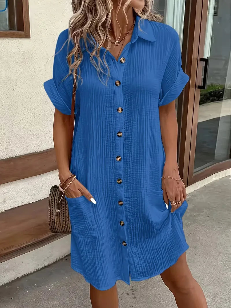 Shirt Dress with Short Sleeves