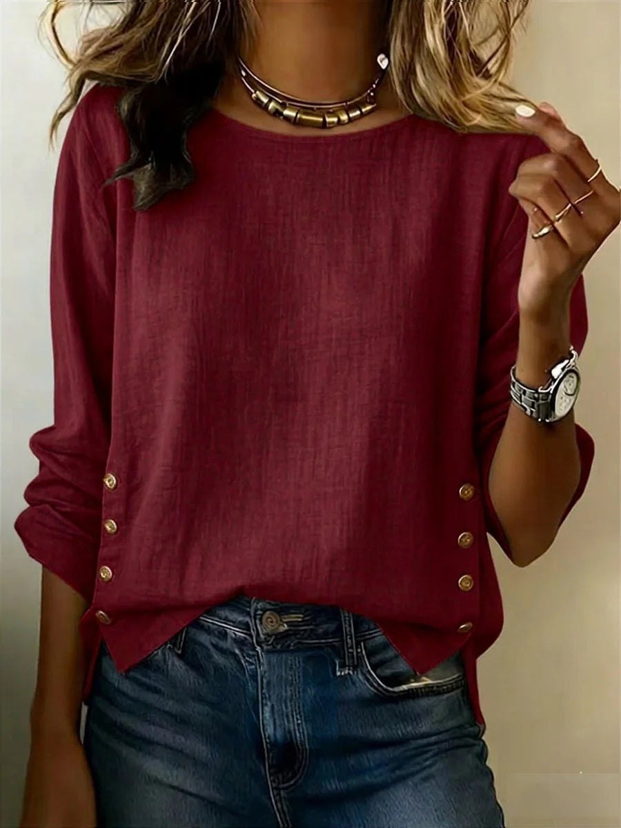 Tacita™ | Side Button Linen Top