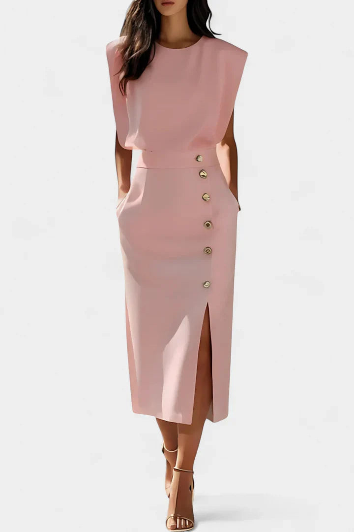 Esme™ | Midi Dress with Decorative Button Details