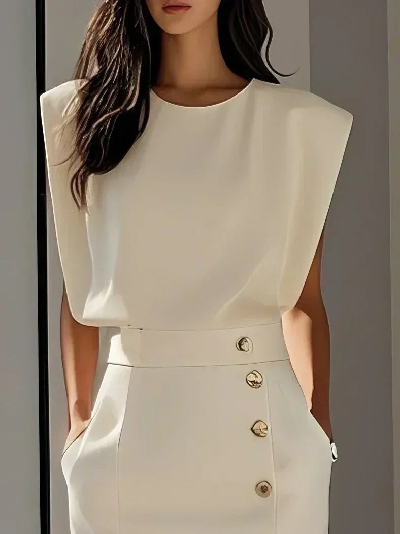 Mirena™ | Sleeveless Side Button Midi Dress