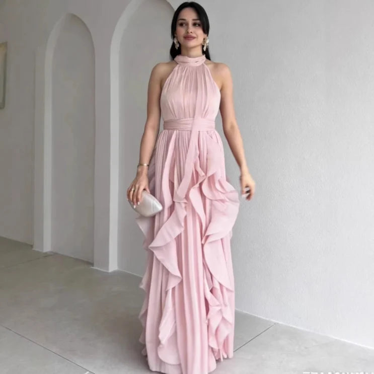 Orea | High Neck Ruffle Layers Maxi Dress