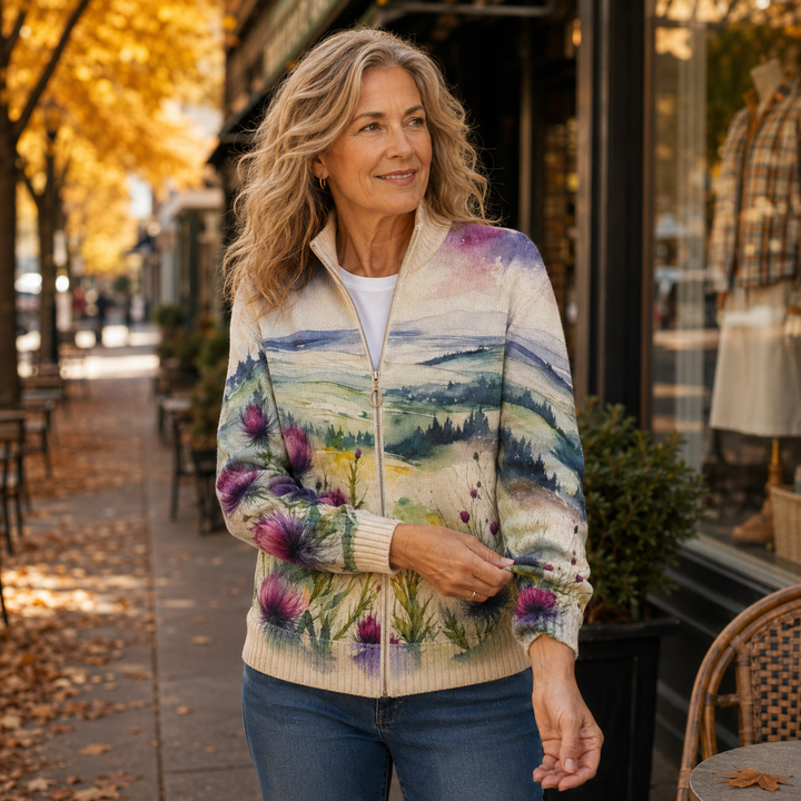 Georgiana | Thistle Landscape Zip Cardigan