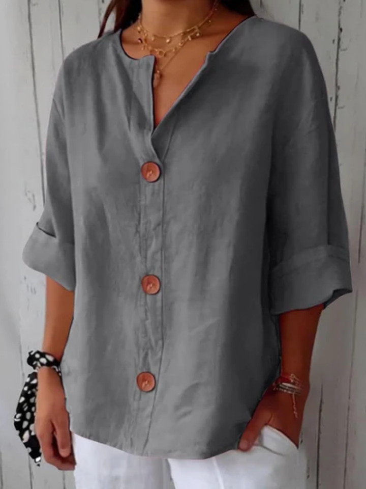 Roxette™ | Classic Relaxed Button Front Blouse