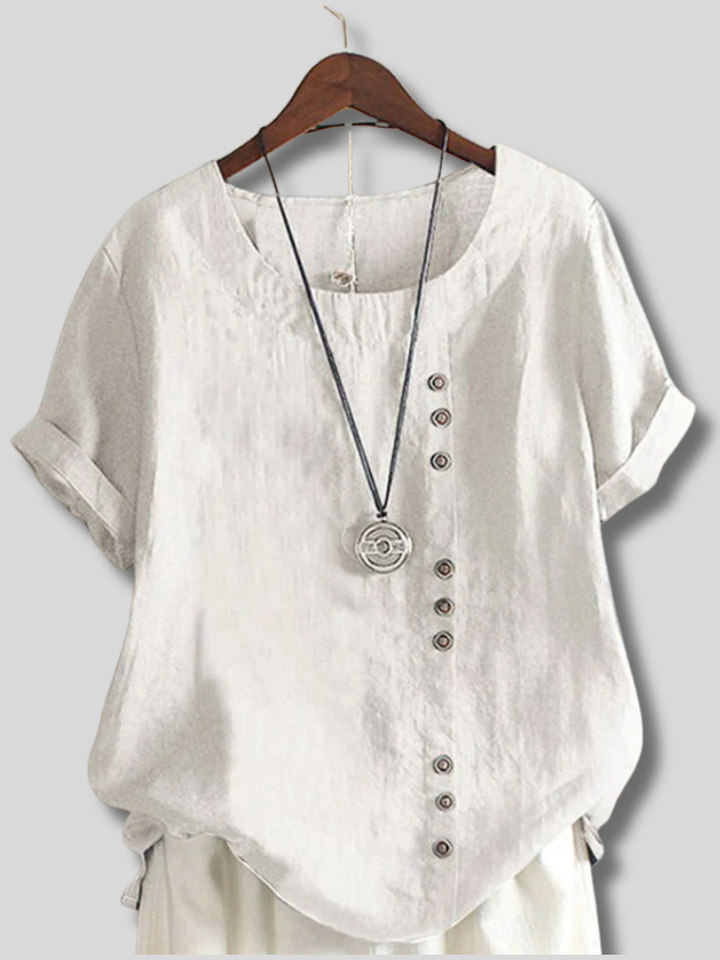 Sienna | Women's Casual Linen Button-Front Tunic Top