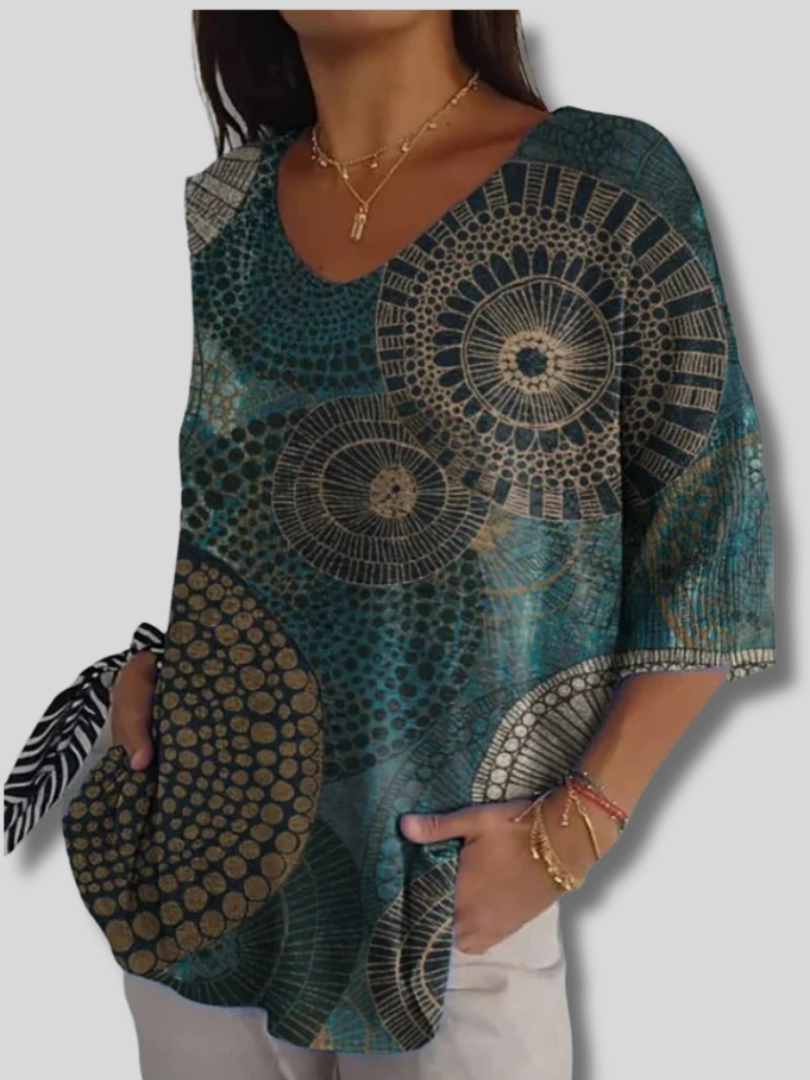 Women's Vintage Circle Totem Abstract Geometry Casual Pullover Knit