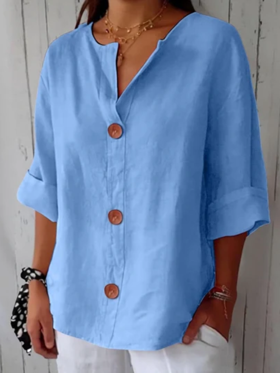 Roxette™ | Classic Relaxed Button Front Blouse