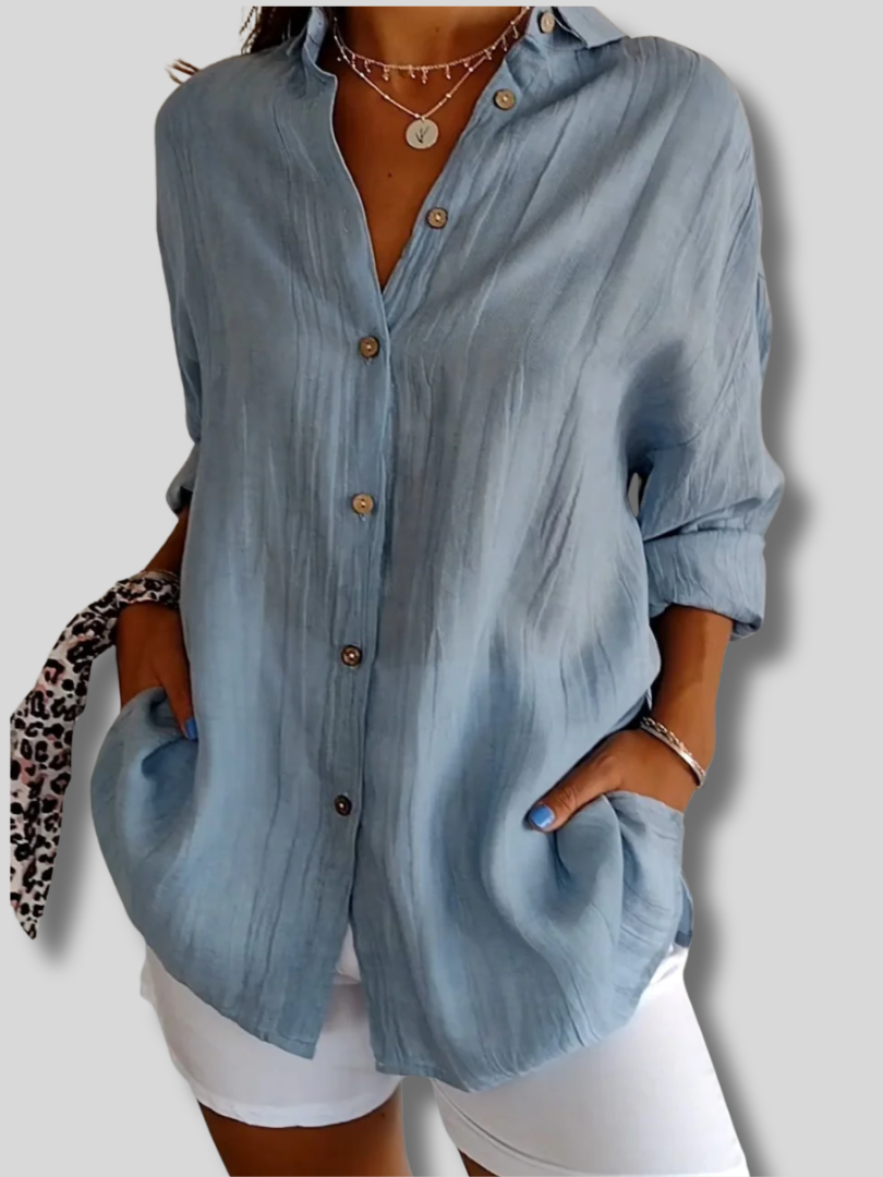 Bea | Women's Linen Oversized Button-Down Collared Shirt