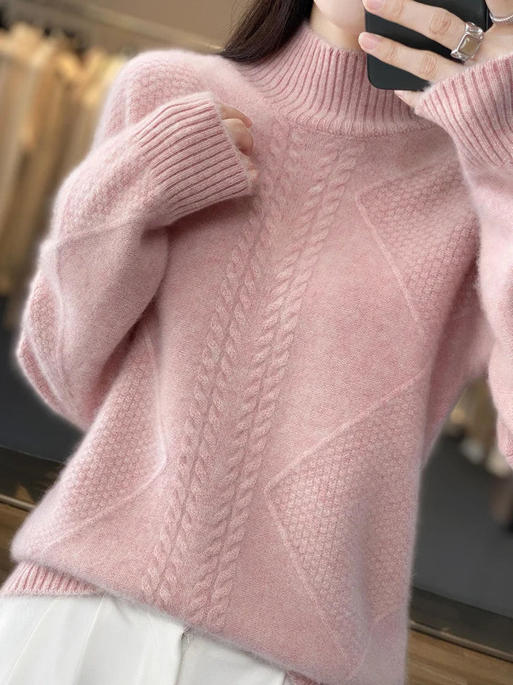 Jinny | Textured Mock-Neck Sweater