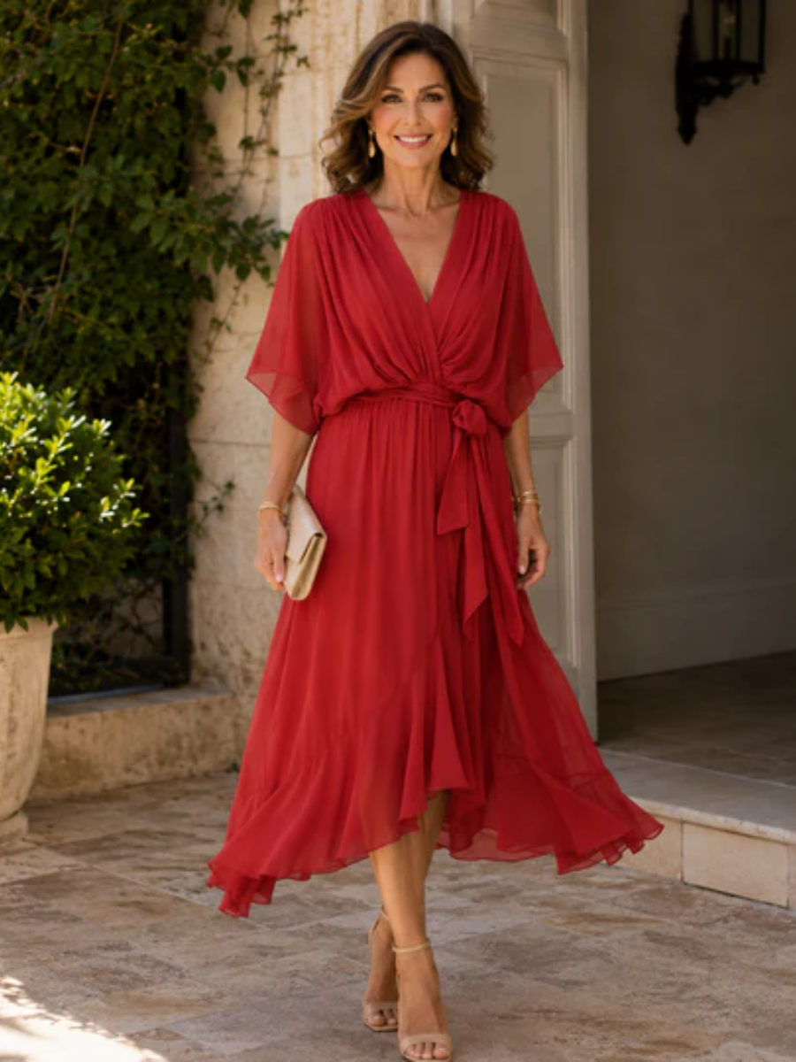 Monica™ | Elegant V-Neck Dress