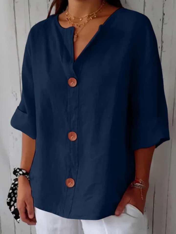 Roxette™ | Classic Relaxed Button Front Blouse