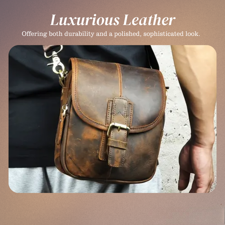 Luke - Sleek Leather Crossbody Pouch with Buckle Closure