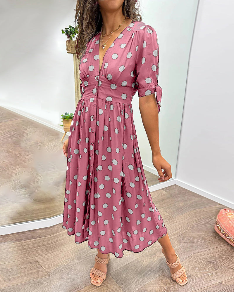 Victoire™ | Elegant Polka Dot Dress