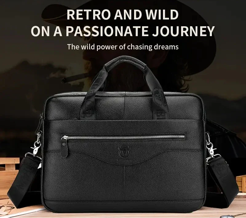 Tyler - Classic Leather Crossbody Briefcase