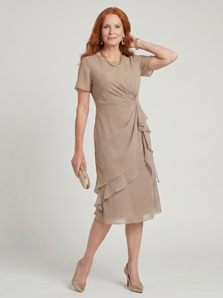 Aria™ | Twist Waist Ruffle Midi Dress