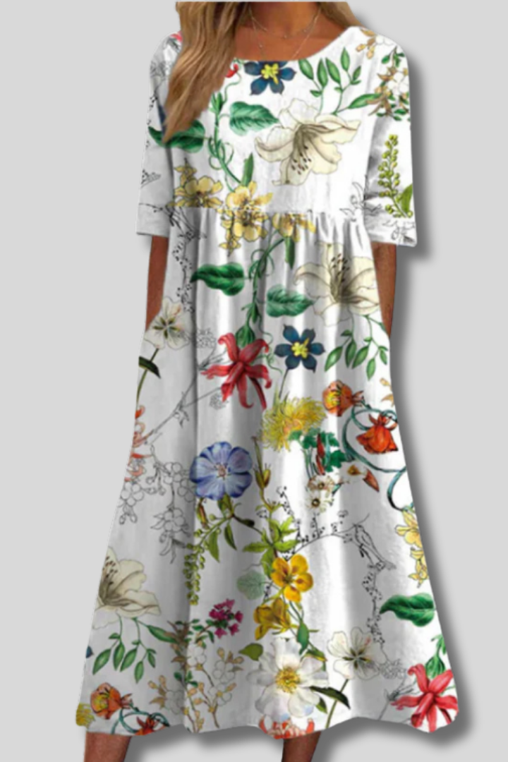 Vivian™ | Vintage Floral Art Print Dress