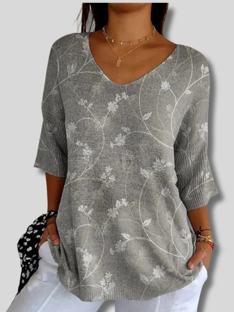 Women's Vintage Floral Art Casual Pullover Knit