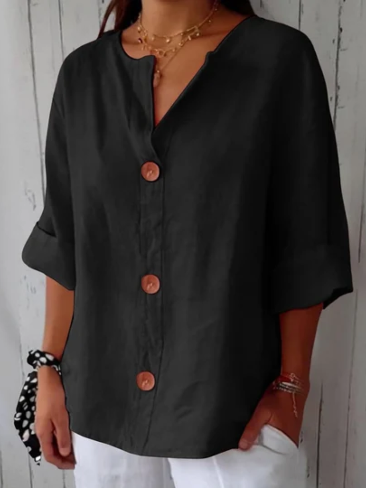 Roxette™ | Classic Relaxed Button Front Blouse