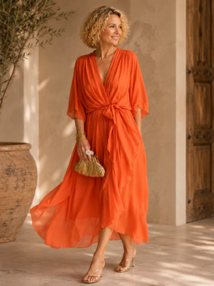 Monica™ | Elegant V-Neck Dress