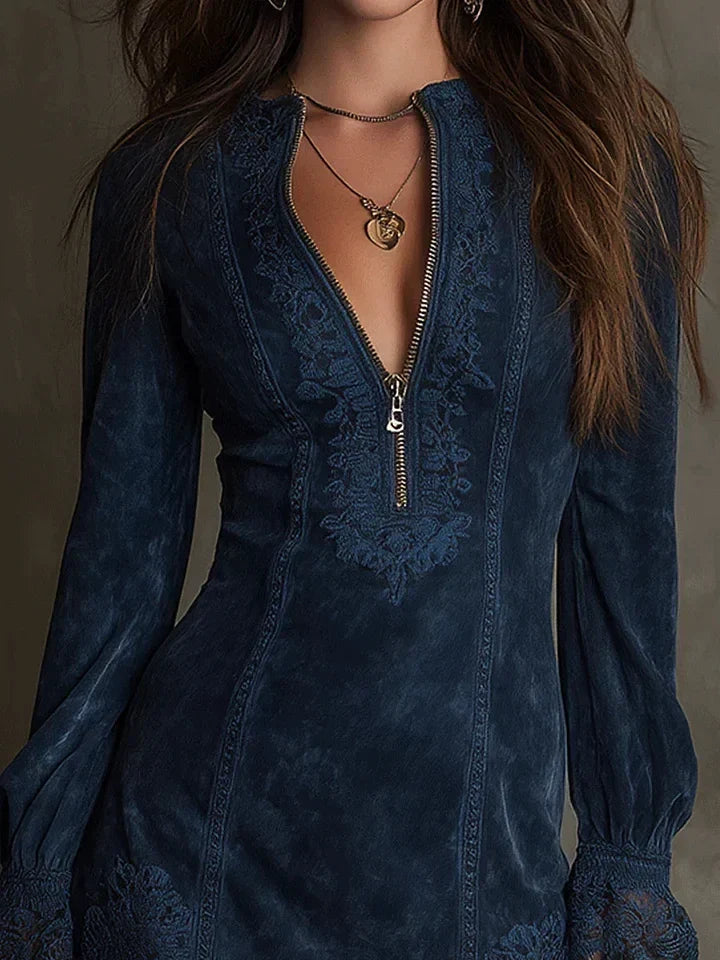 Linnet | Suede-Look Zip-Front Dress