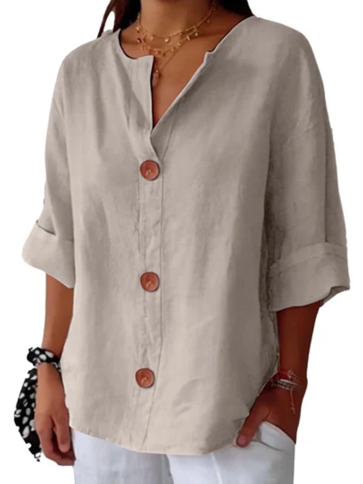 Roxette™ | Classic Relaxed Button Front Blouse