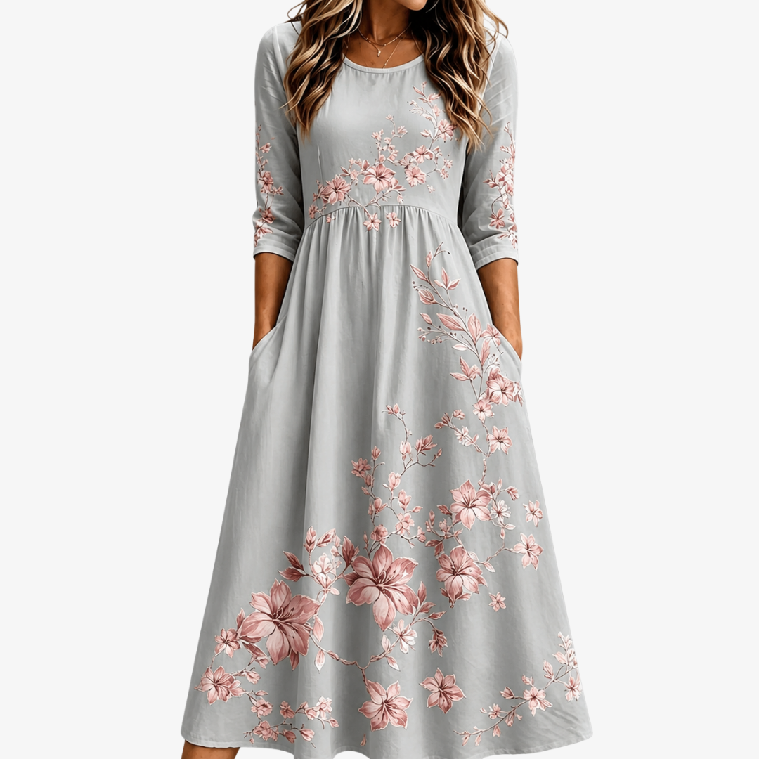 Goldie™ | Silver Blossom Retreat Midi Dress