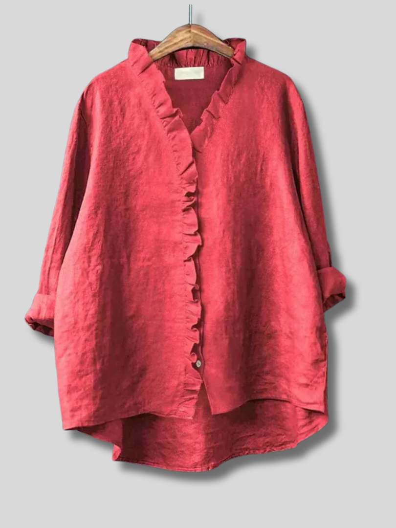 Maeva | Linen Ruffle Blouse