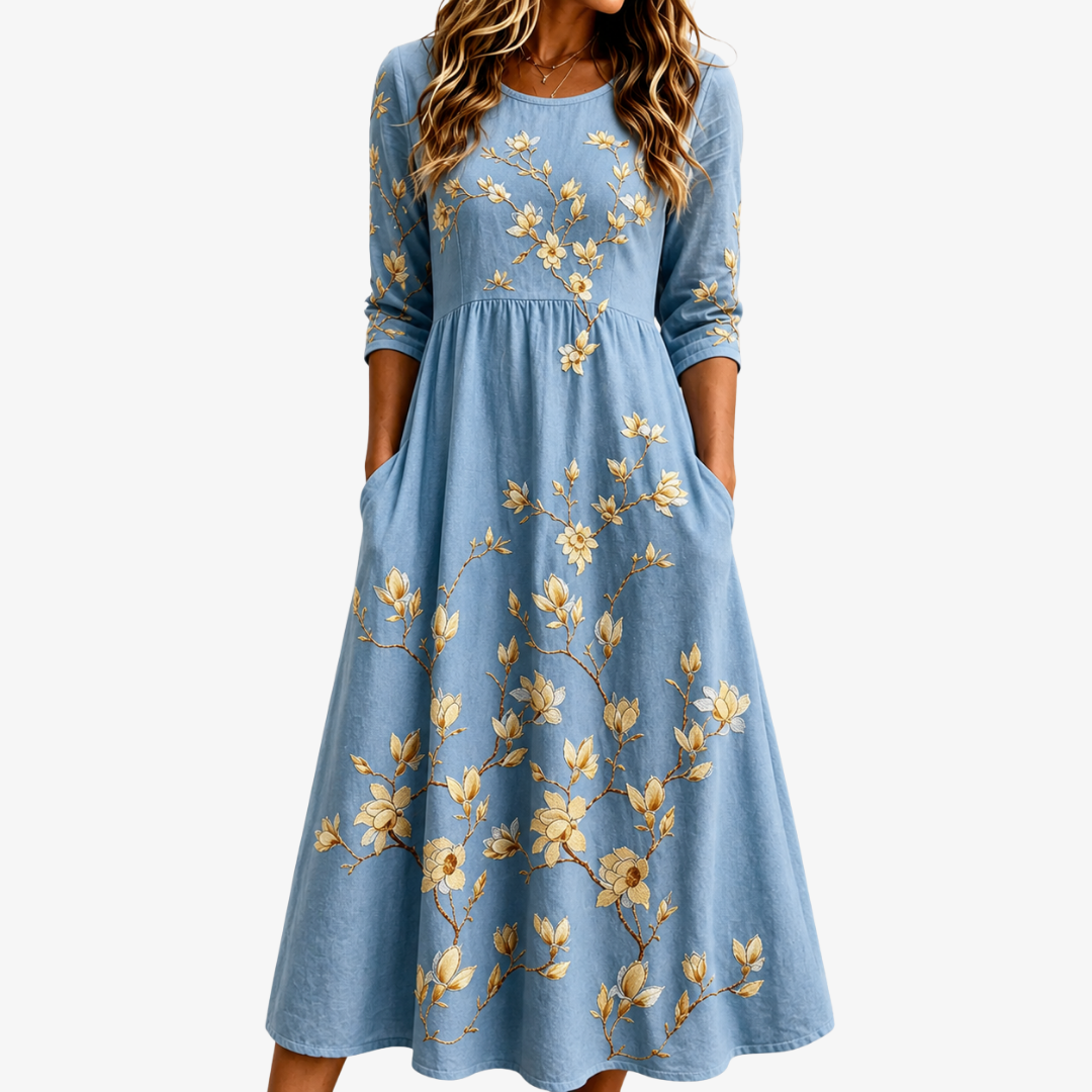 Lucinda™ | Bluebell Meadow Pocket Midi Dress