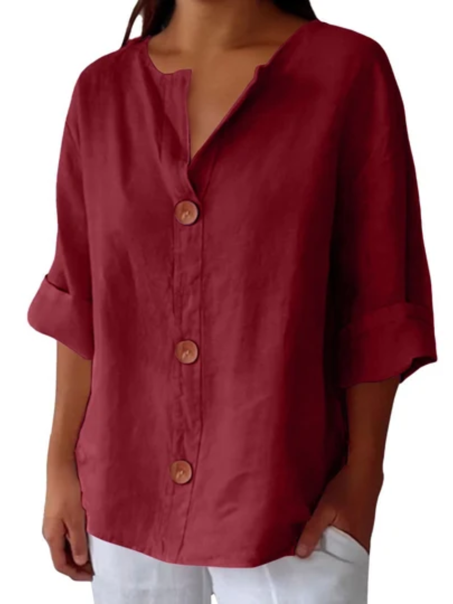 Roxette™ | Classic Relaxed Button Front Blouse