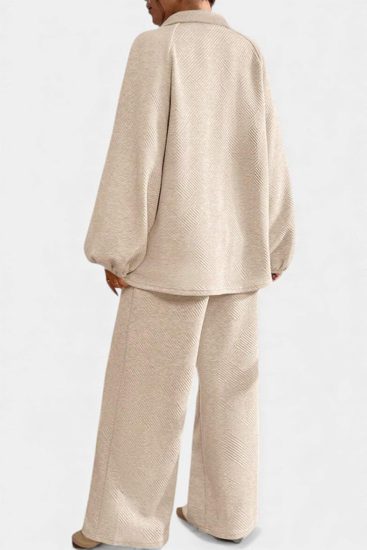 Bréanne Oversized Textured Top and Wide-Leg Pants Ensemble