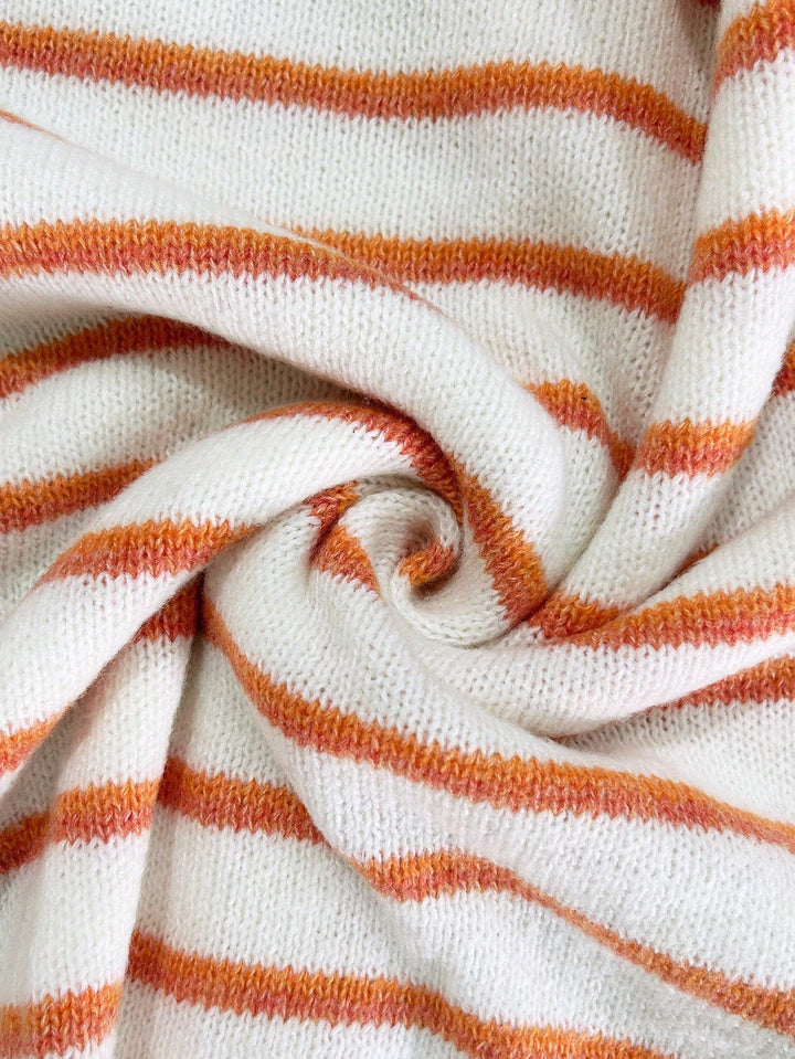 Tamsyn | Striped Knit Cardigan White Orange