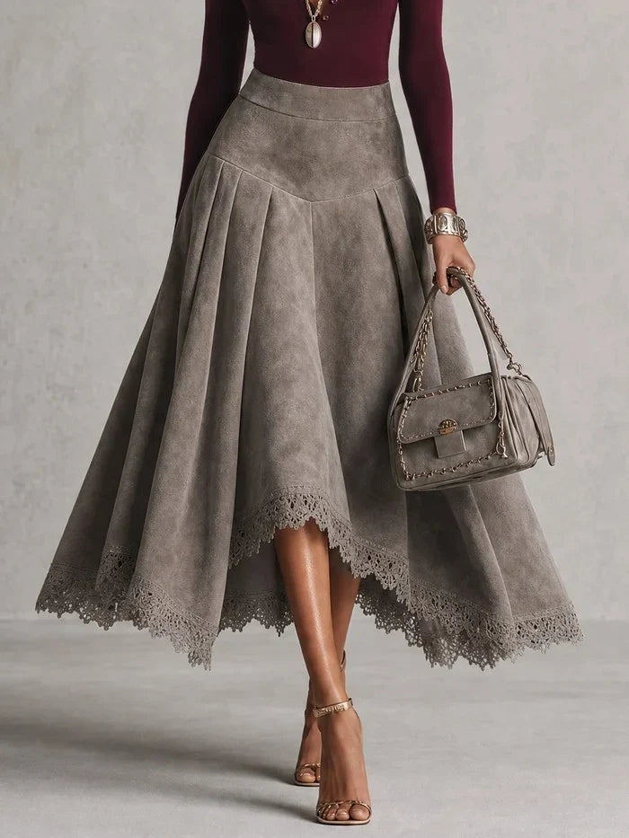 Isadora | Knit Top & Faux-Suede Midi Skirt Set