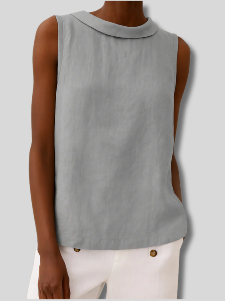 Maria™ | Sleeveless Roll Collar Top