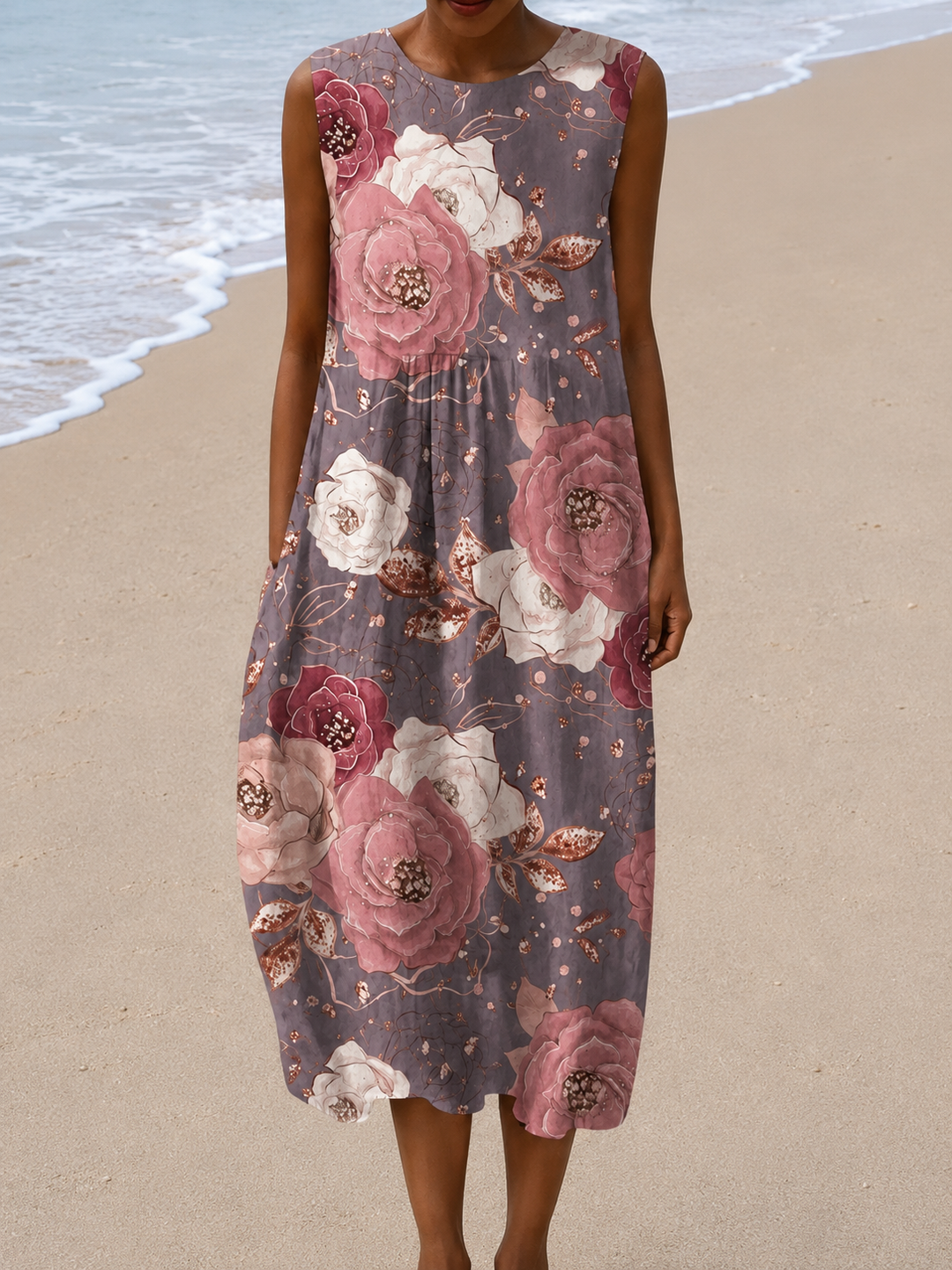 Hesper | Sleeveless Floral Relaxed Midi Dress
