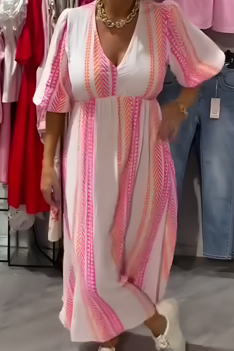 Fiora™ | Boho V-Neck Maxi Dress