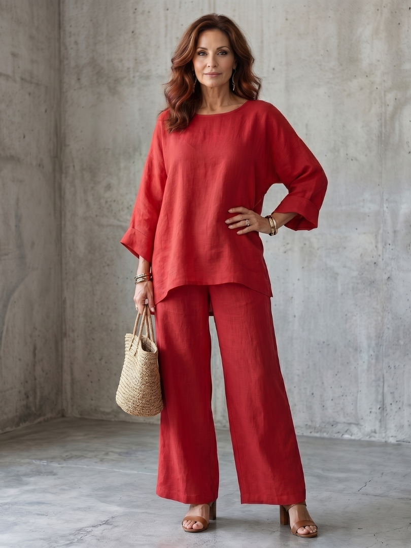 Prue - Oversized Tunic Wide Leg Pant Set