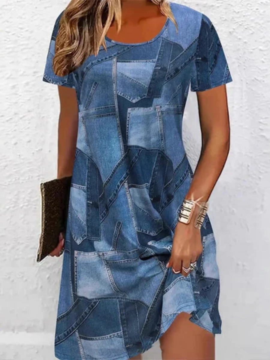 Molly™ | Casual Patchwork Print Midi Dress