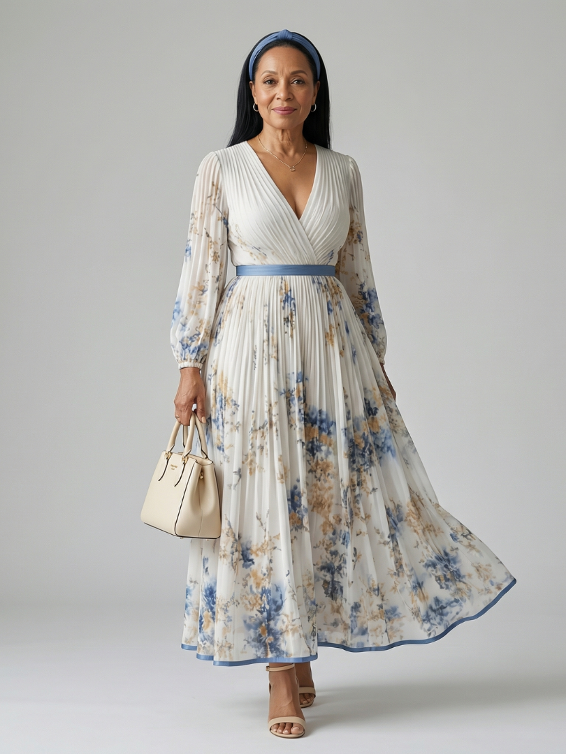 Rielle - Pleated Wrap Midi Dress