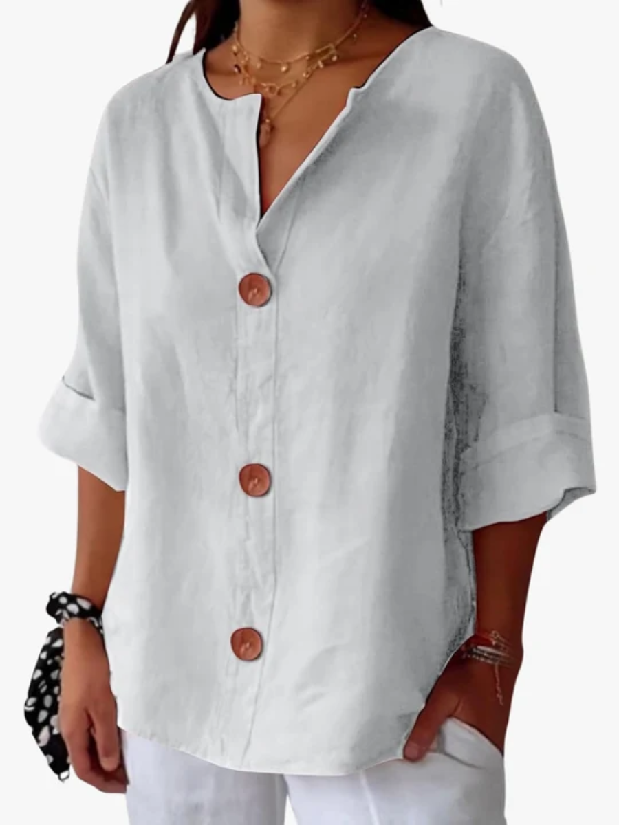 Roxette™ | Classic Relaxed Button Front Blouse