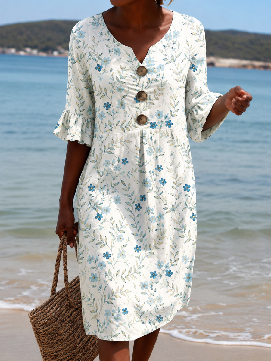 Casual women's dress with floral print.