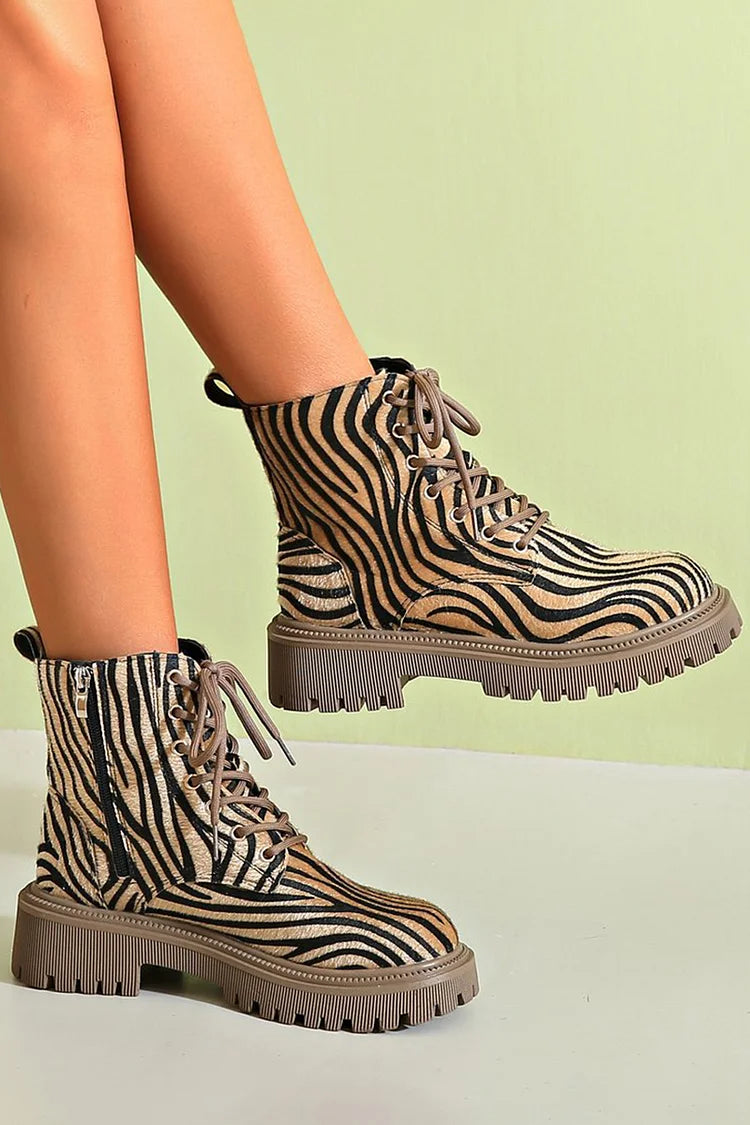 Evelina | Bold Zebra Lace Boots