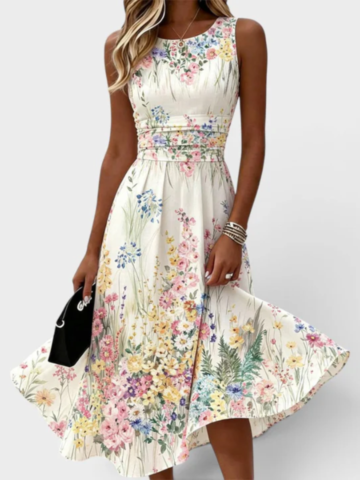 Kimberly - Sleeveless Floral Midi Dress