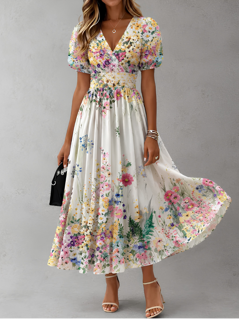 Rosalinda™ | Short Sleeve Floral Maxi Dress