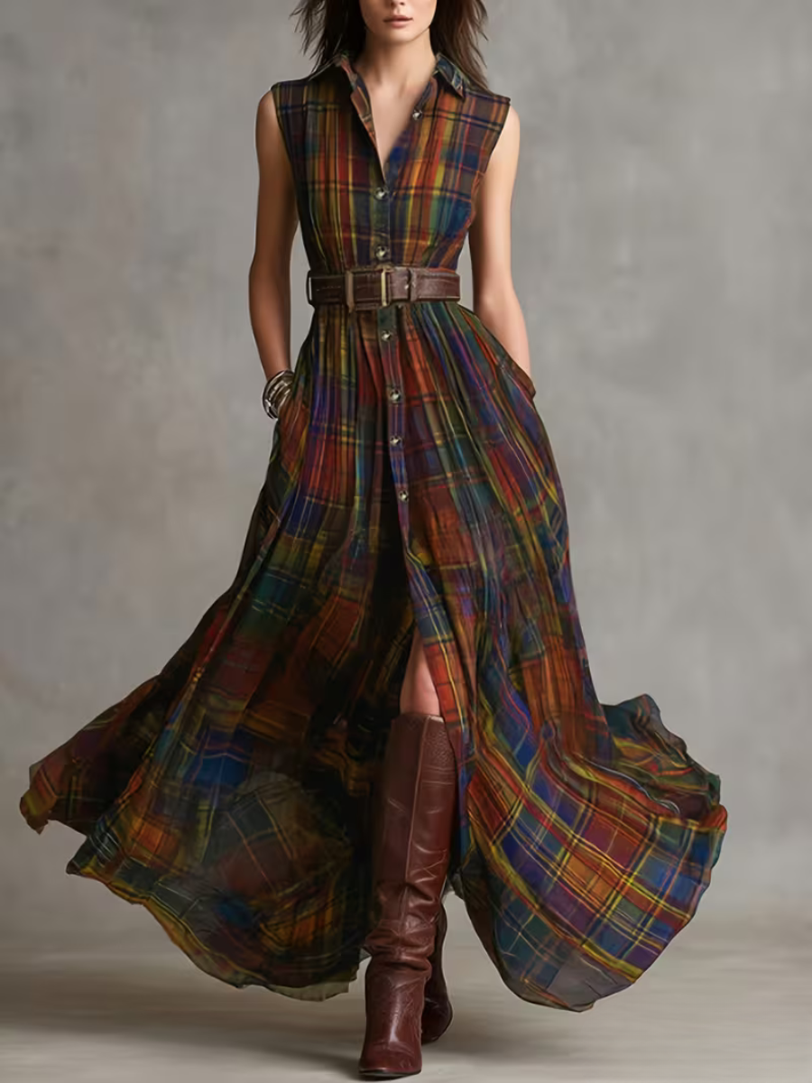 Kalina™ | Elegant Autumn Plaid Dress