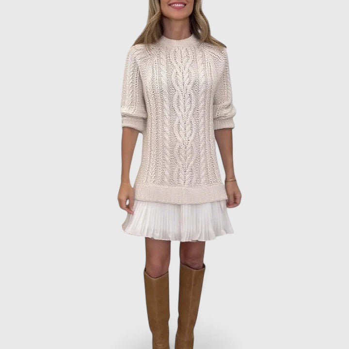 Olwyn | Cable Knit Ruffle Hem Dress