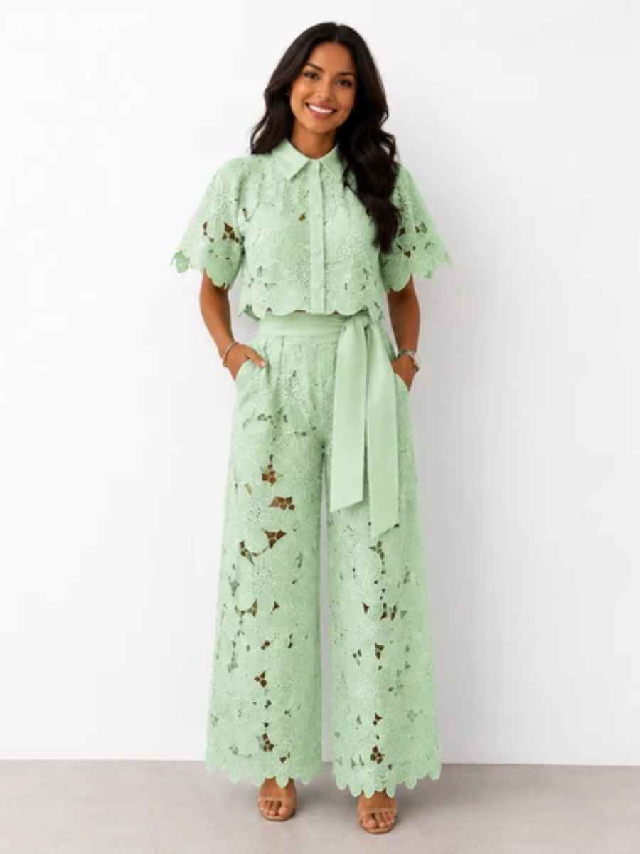 Janice™ | Elegant Floral Lace Two Piece Set