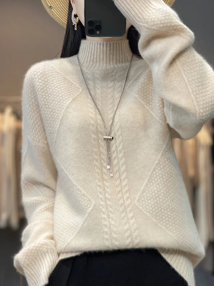 Jinny | Textured Mock-Neck Sweater