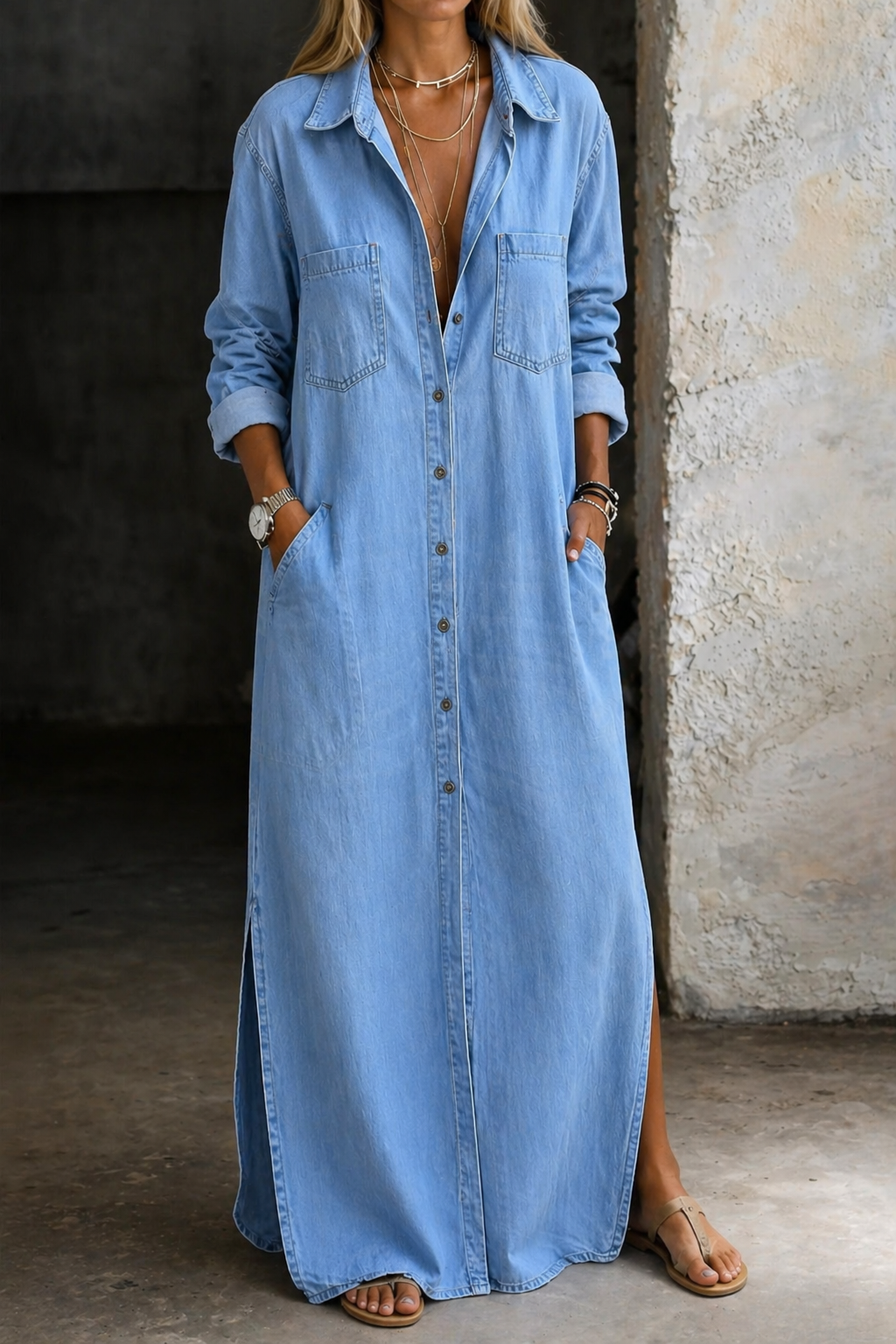 Andrea - Denim Button Down Dress
